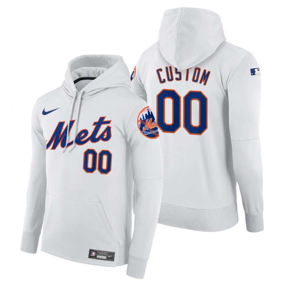 Men New York Mets 00 Custom white home hoodie 2021 MLB Nike Jerseys